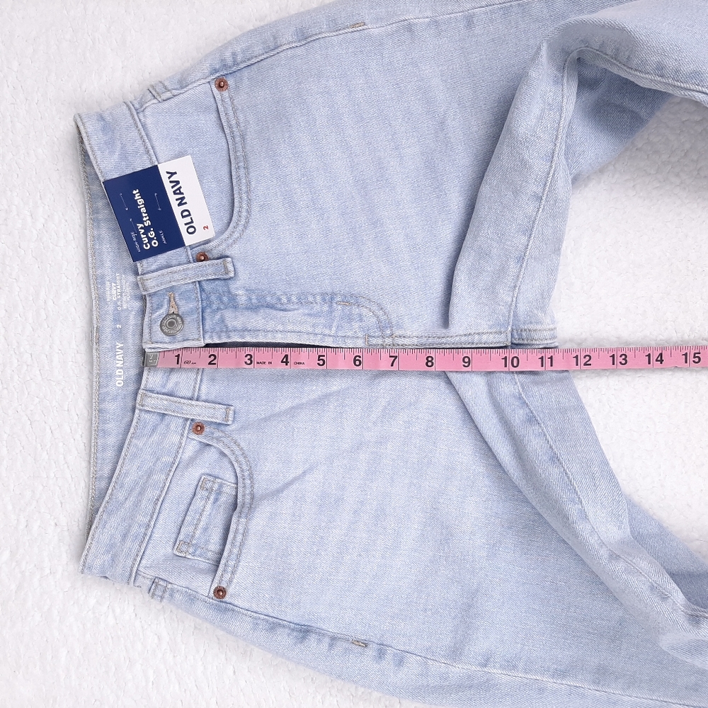 Old Navy Curvy OG Straight High Rise Ankle Jeans light wash classic 90s grunge - Picture 5 of 12
